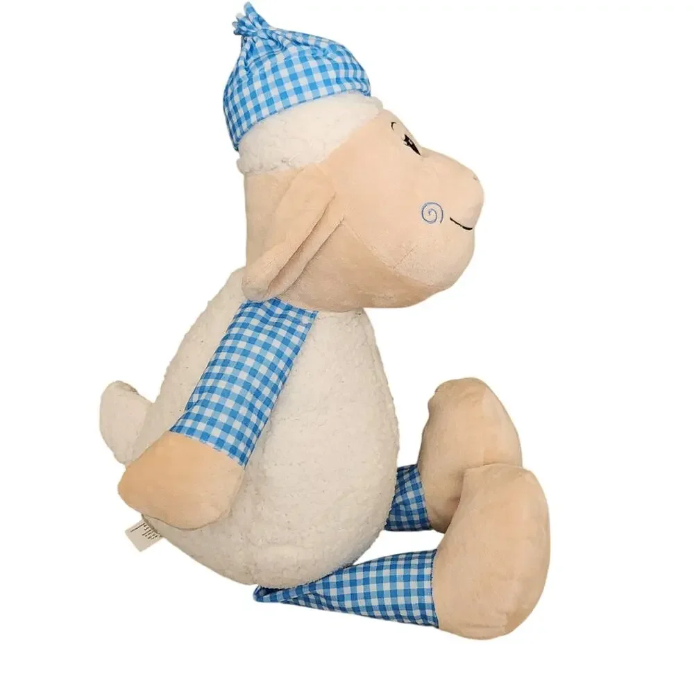 Deadstock VTG Sugar Loaf Spring Plush Lamb Blue Gingham Pajamas Claw Machine Toy